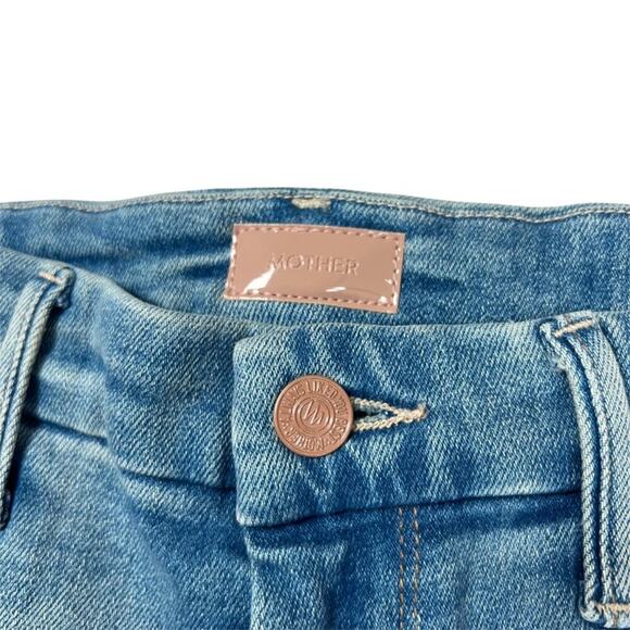 Mother High Waisted Looker Ankle Fray Jeans 29 Au Revoir Light Blue Soft Stretch - Picture 8 of 15